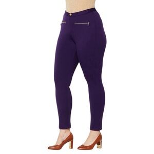 IMAN Global Chic Collection Ponte Ankle Leggings in Purple (DM)